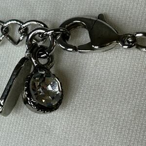 Natasha Crystal Rhinestone Statement Bib Necklace Black Silver 18” Glam